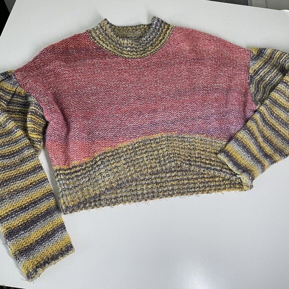 Urban Outfitters Sweaters - Urban Outfitters Multicolored “Lennon” Orange Cropped Sweater Boho Size XS